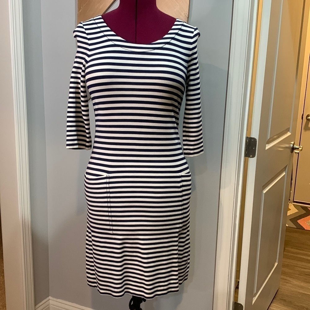 Navy and off white striped Kate spade dress
